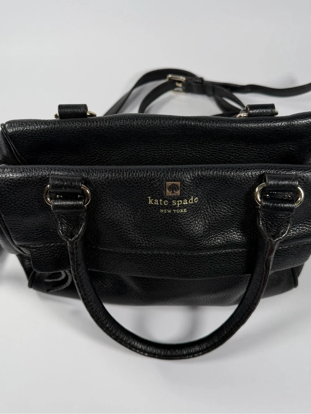 Kate Spade New York Black Pebbled Leather Satchel Crossbody EUC